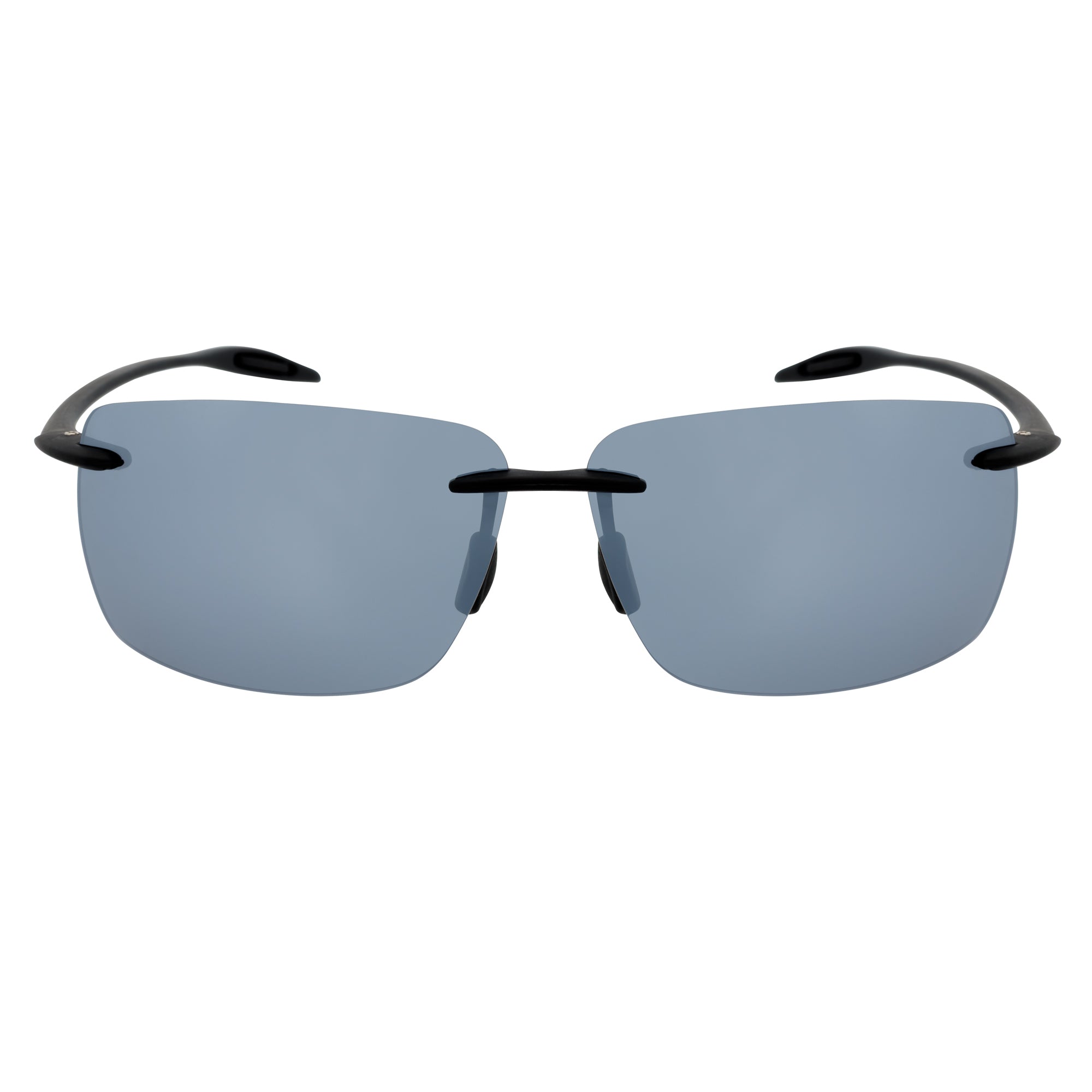 MAUI Rimless Sports Wrap Sunglasses – Black / Silver Mirror