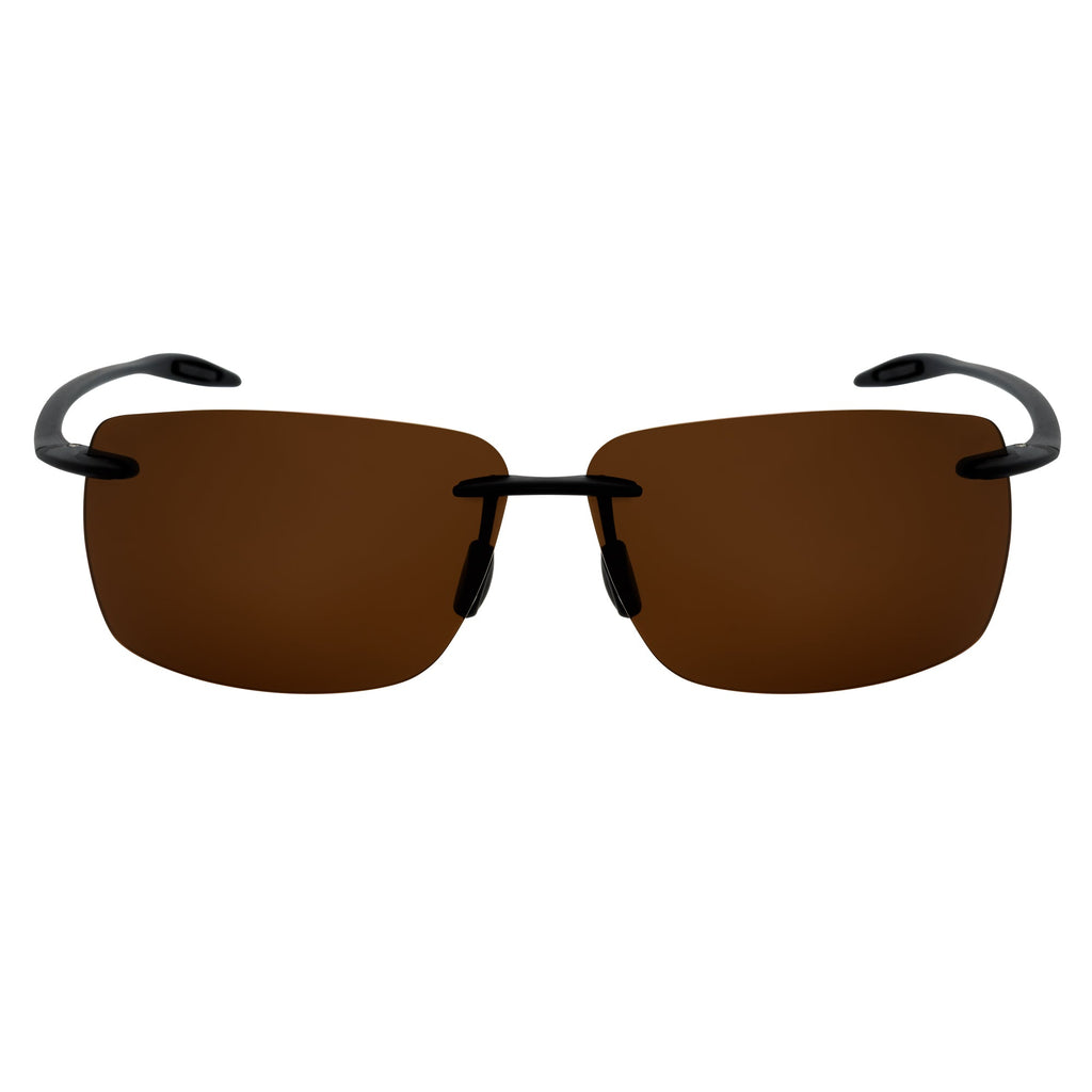 MAUI Rimless Sports Wrap Sunglasses – Black / Brown Polarized