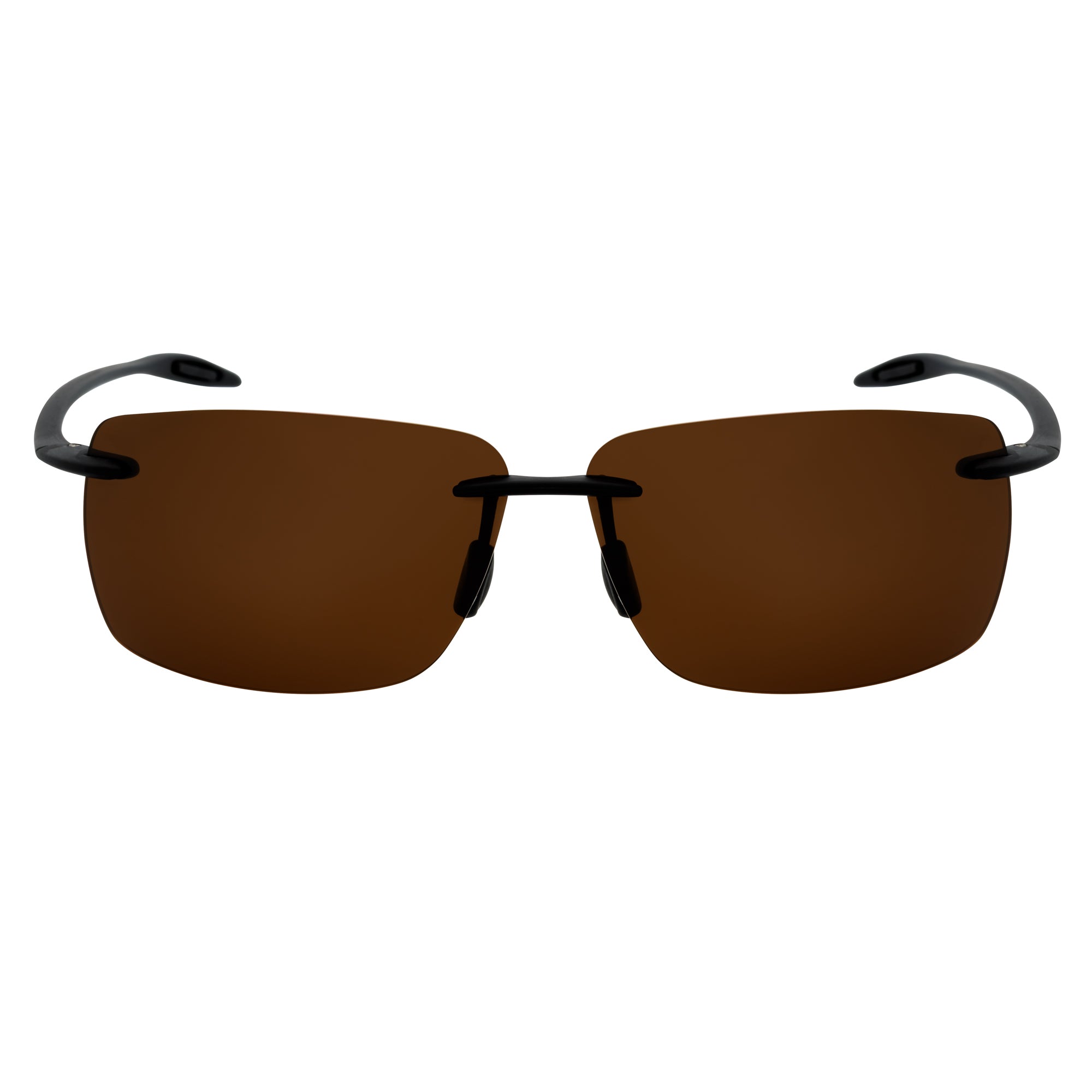 MAUI Rimless Sports Wrap Sunglasses – Black / Brown Polarized