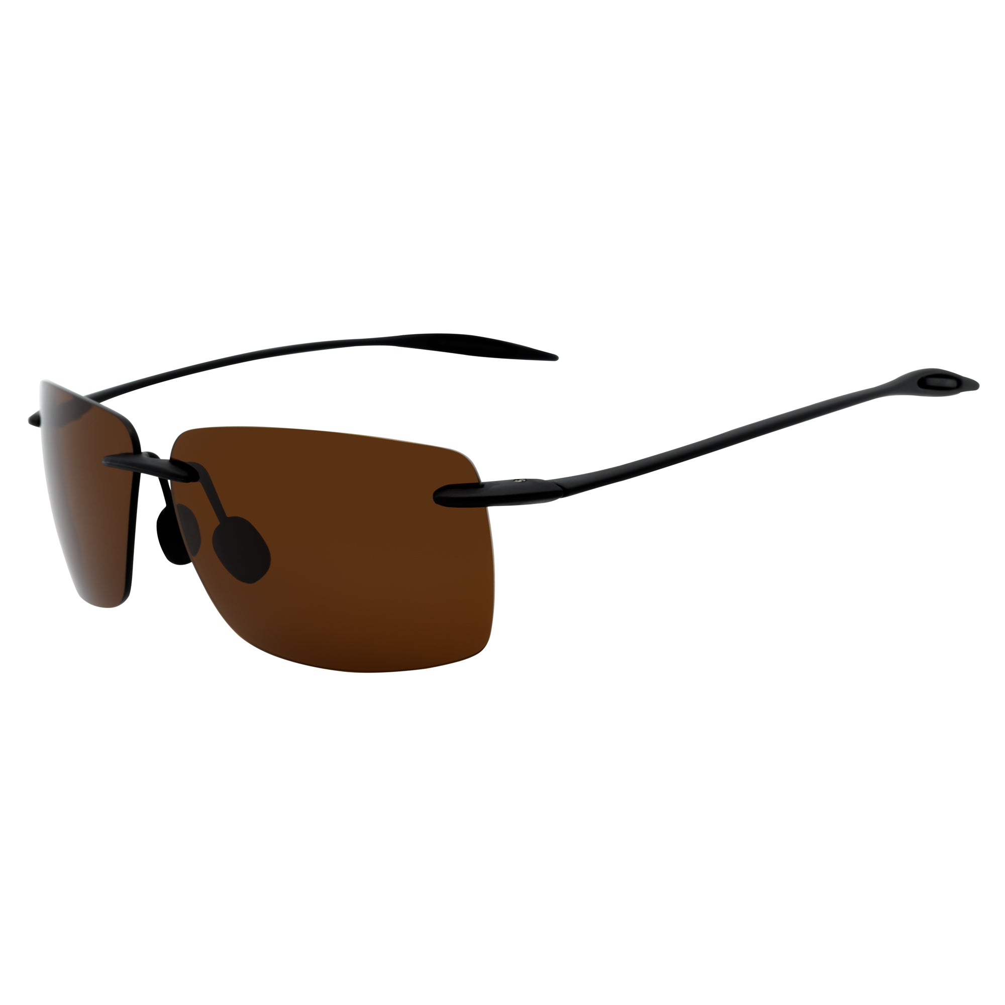MAUI Rimless Sports Wrap Sunglasses – Black / Brown Polarized