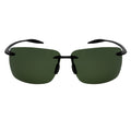 MAUI Rimless Sports Wrap Sunglasses – Black / Green Polarized