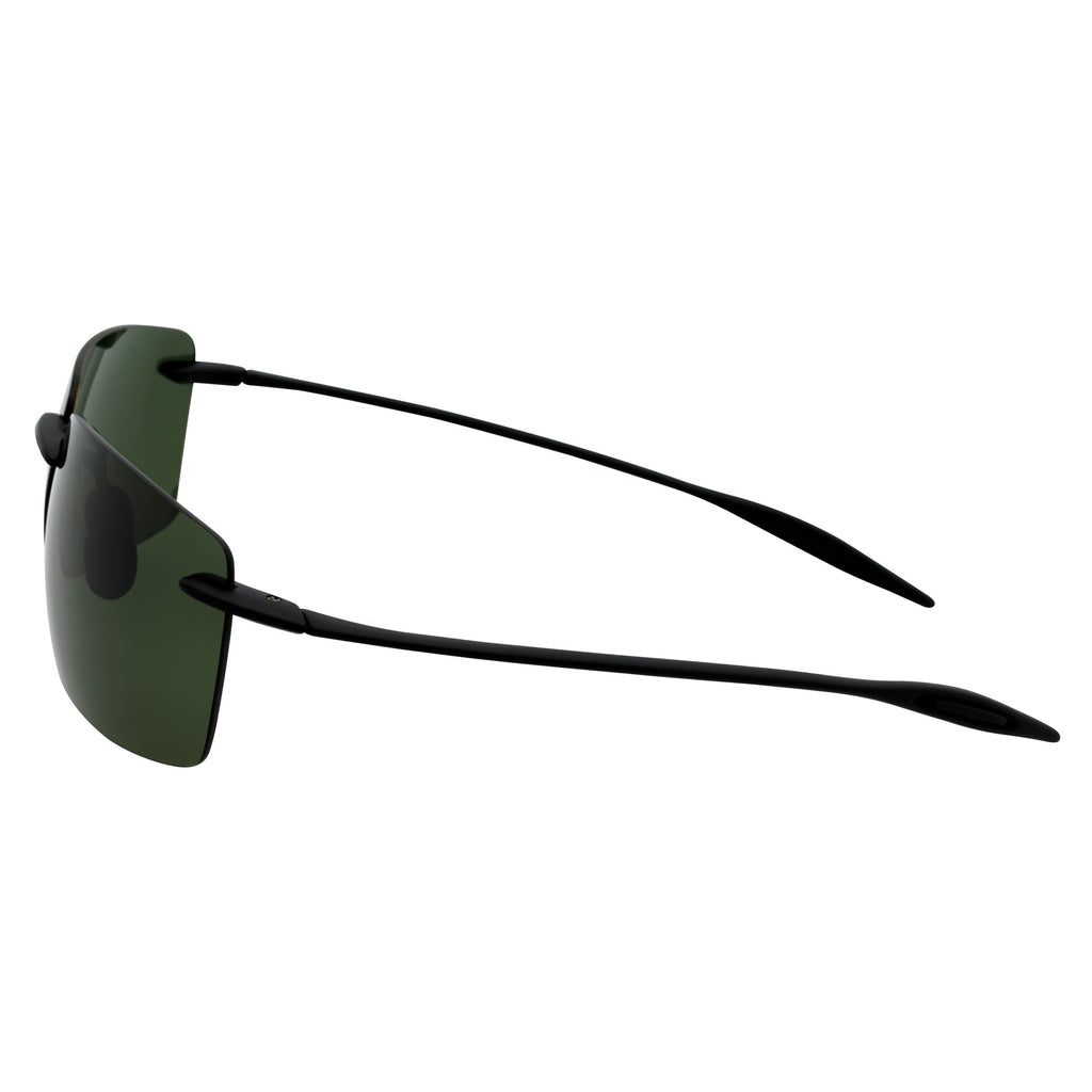 MAUI Rimless Sports Wrap Sunglasses – Black / Green Polarized