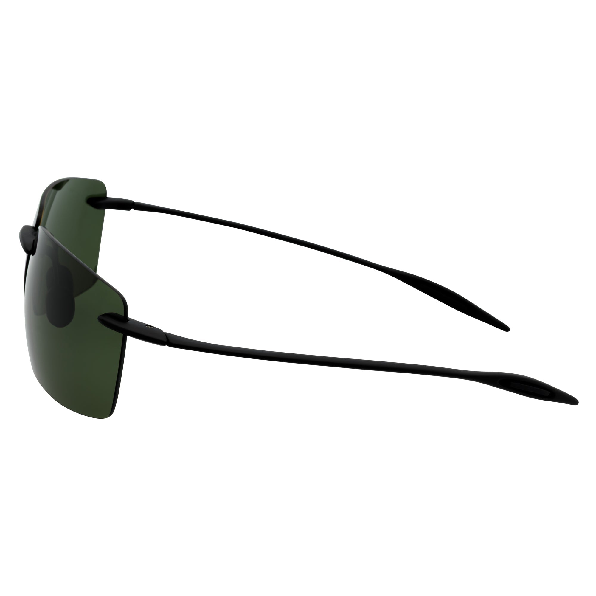 MAUI Rimless Sports Wrap Sunglasses – Black / Green Polarized
