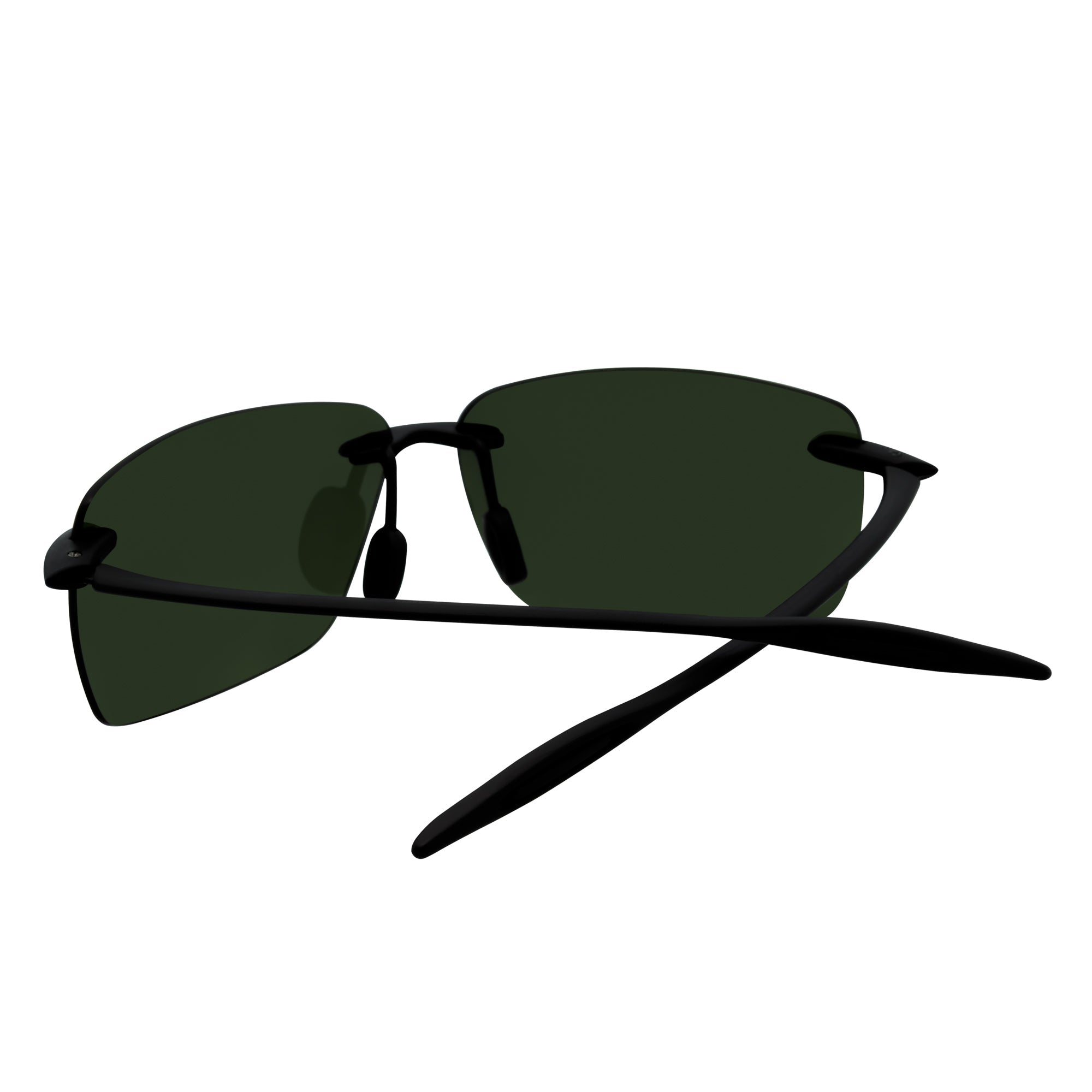 MAUI Rimless Sports Wrap Sunglasses – Black / Green Polarized
