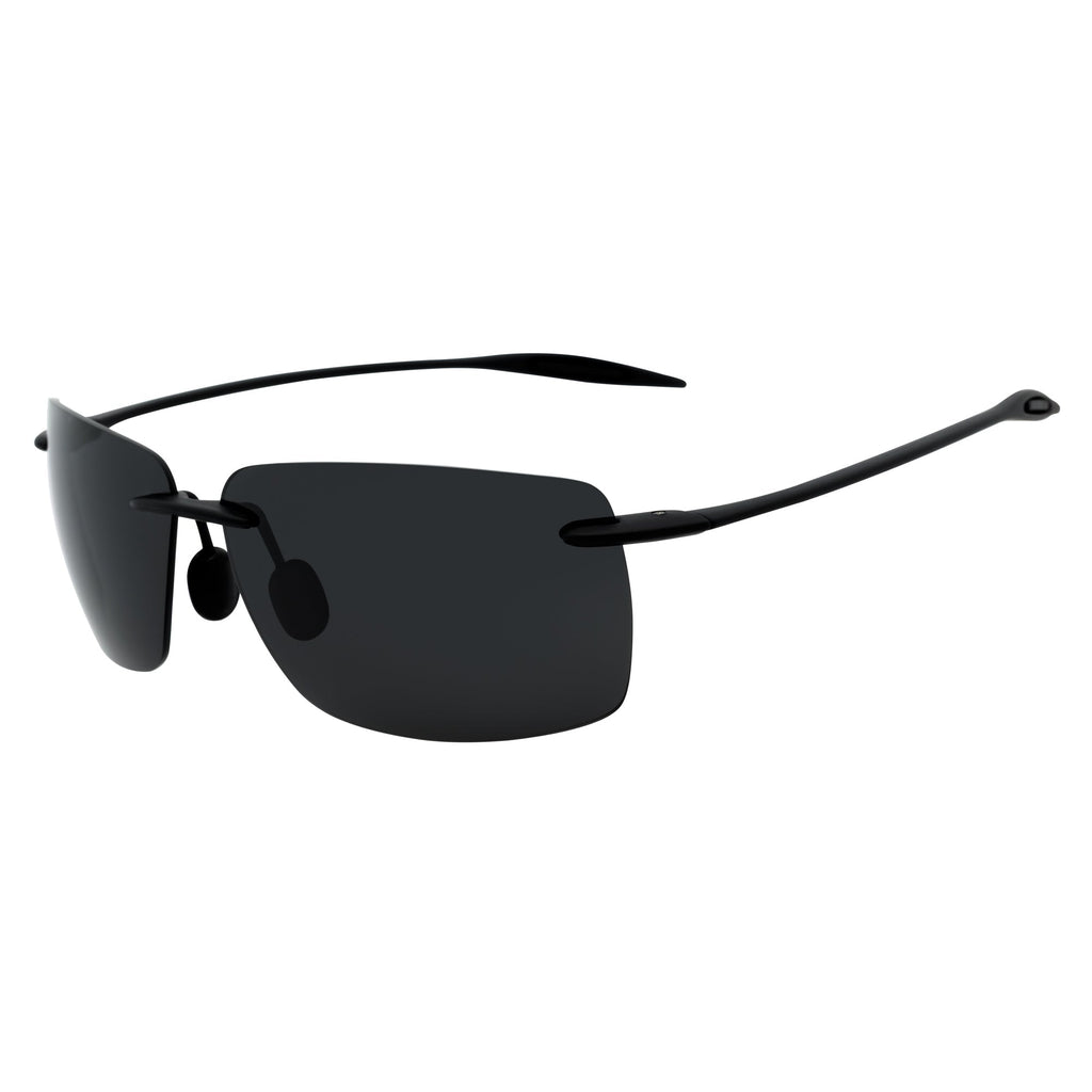 MAUI Rimless Sports Wrap Sunglasses – Black / Smoke Polarized