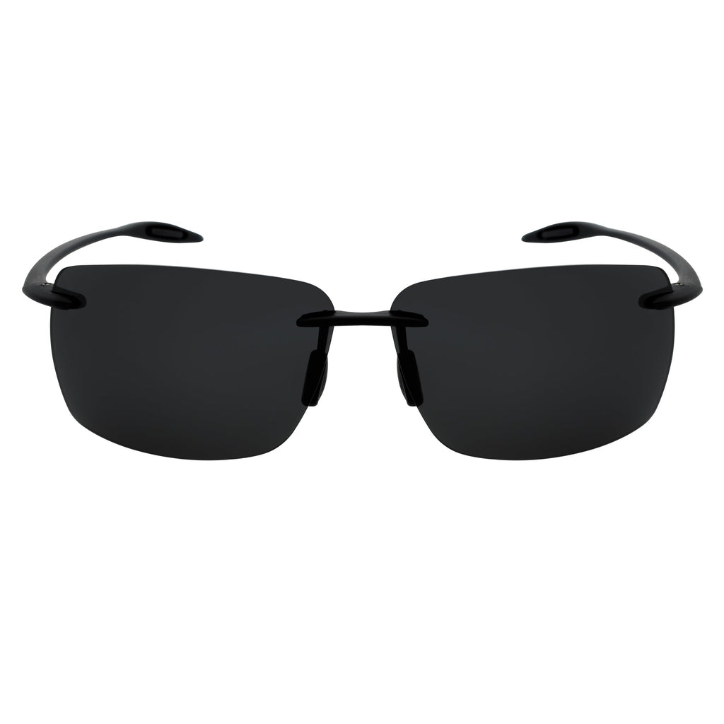 MAUI Rimless Sports Wrap Sunglasses – Black / Smoke Polarized