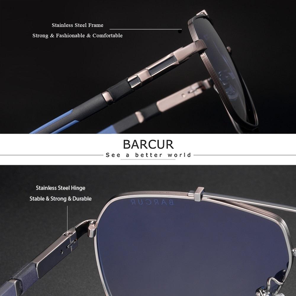 Stevvex Barcur modern retro vintage square polarized sunglasses for men with gradient UV400 lenses and big frame design
