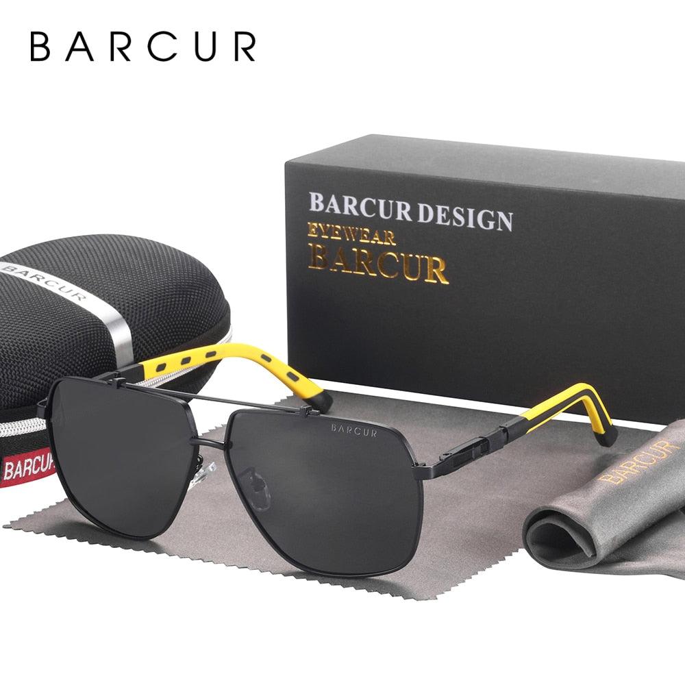 Stevvex Barcur modern retro square polarized sunglasses with gradient lenses, big frame, UV400 protection, men's eyewear.