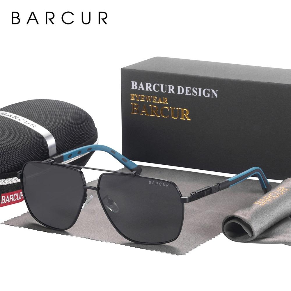 Stevvex Barcur modern retro square polarized sunglasses with gradient lenses, UV400 protection, big frame for men.