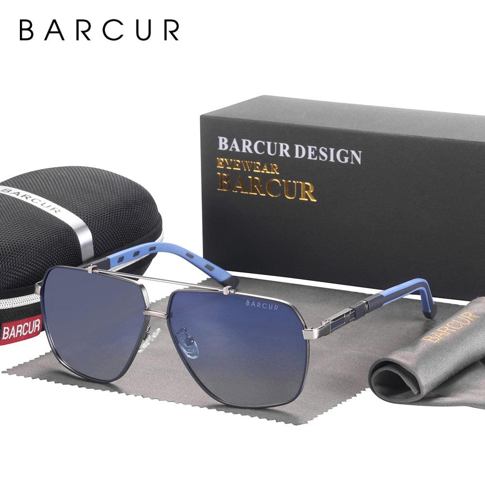 Stevvex Barcur modern retro square polarized sunglasses for men with gradient lenses, UV400 protection, big frame, stylish eyewear