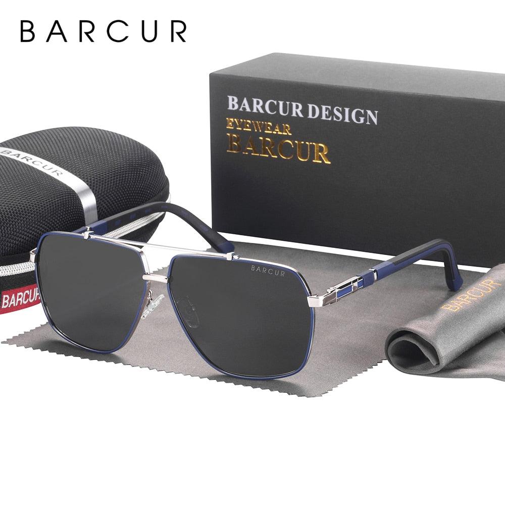 Stevvex Barcur modern retro vintage square polarized sunglasses for men with big frame, UV400 protection and gradient lenses.