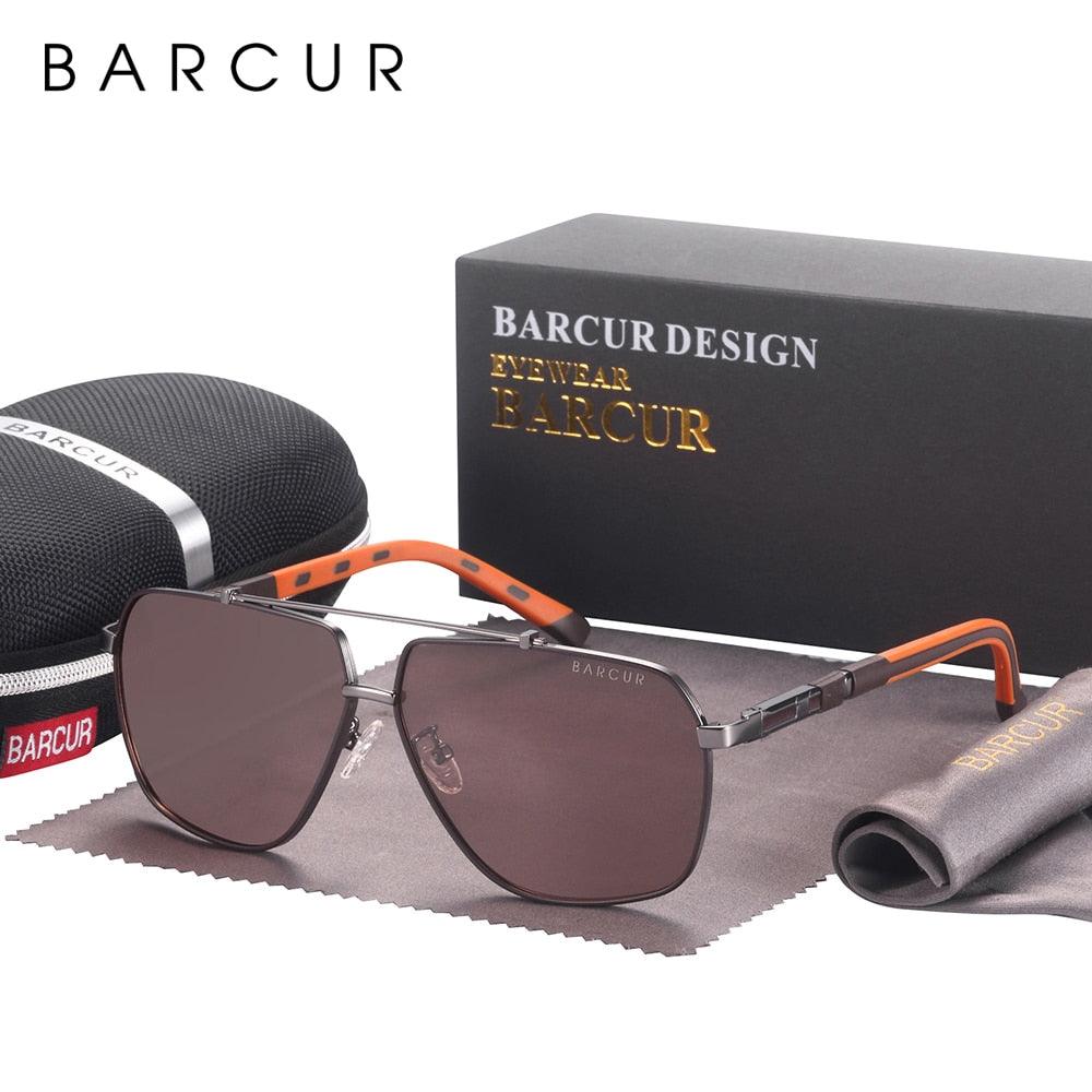 Stevvex Barcur modern retro square polarized sunglasses for men with gradient lenses and big frame, UV400 protection.