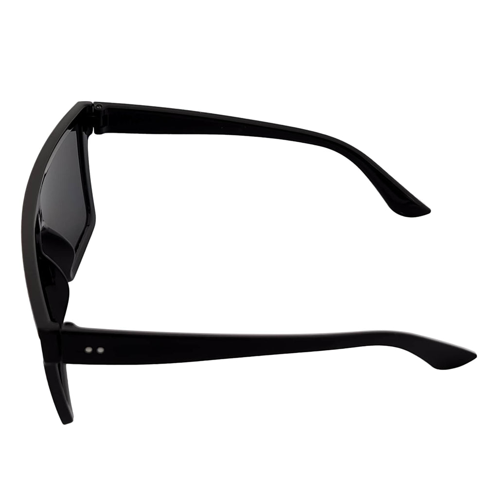 Edge Flat Top Rimless Shield Sunglasses – Black / Silver Mirror