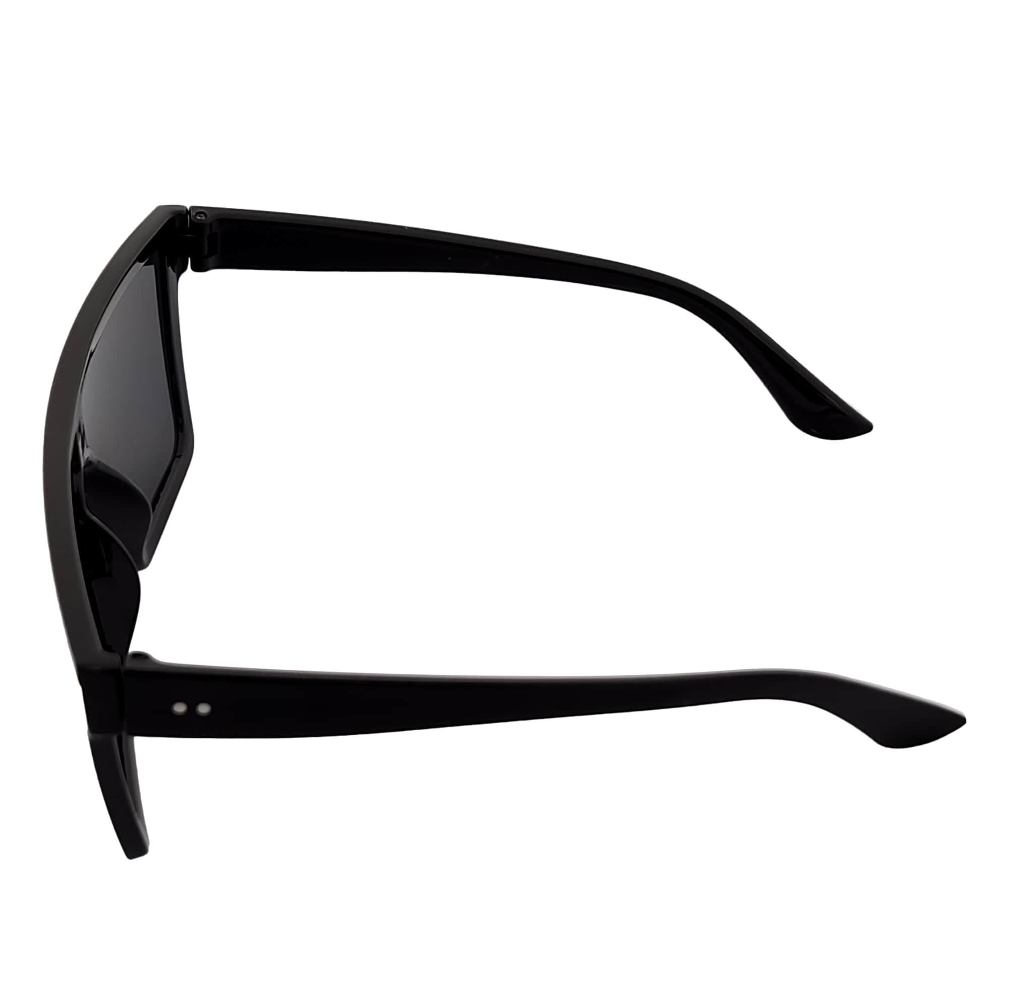Edge Flat Top Rimless Shield Sunglasses – Black / Silver Mirror