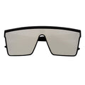 Edge Flat Top Rimless Shield Sunglasses – Black / Silver Mirror