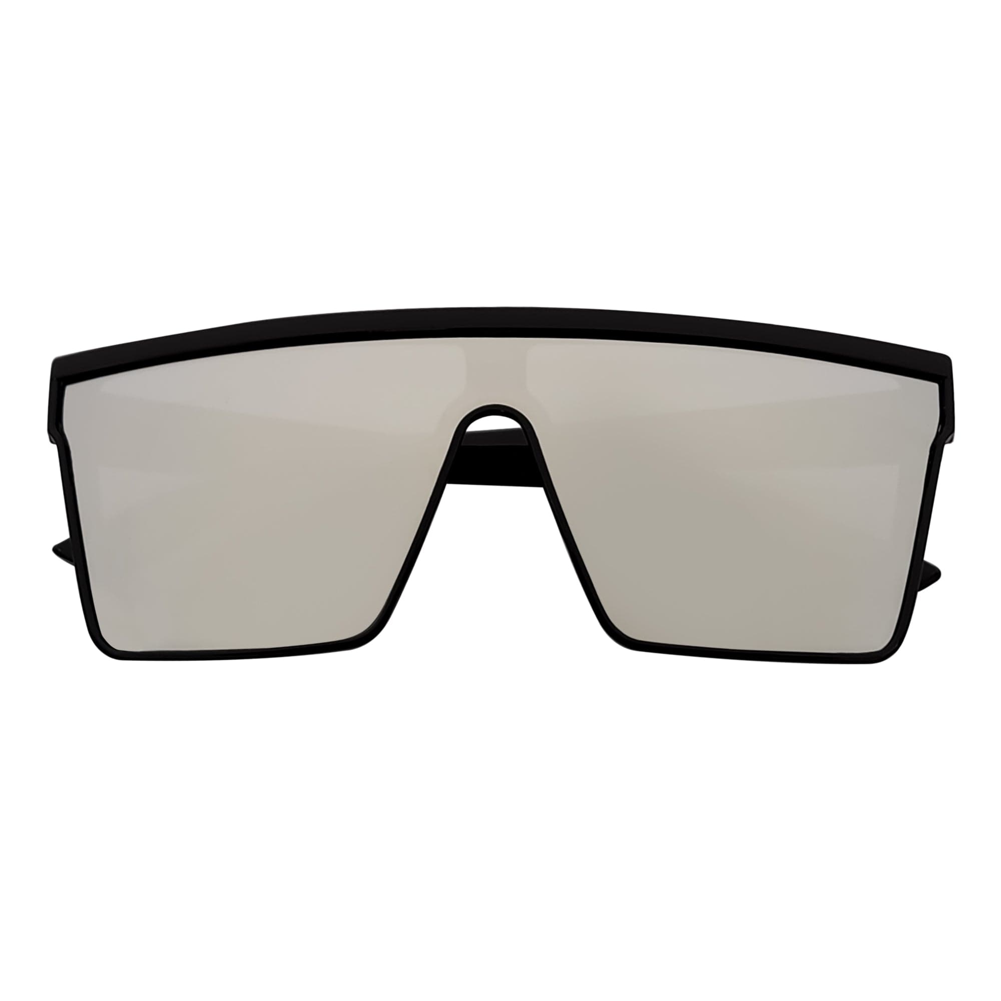 Edge Flat Top Rimless Shield Sunglasses – Black / Silver Mirror