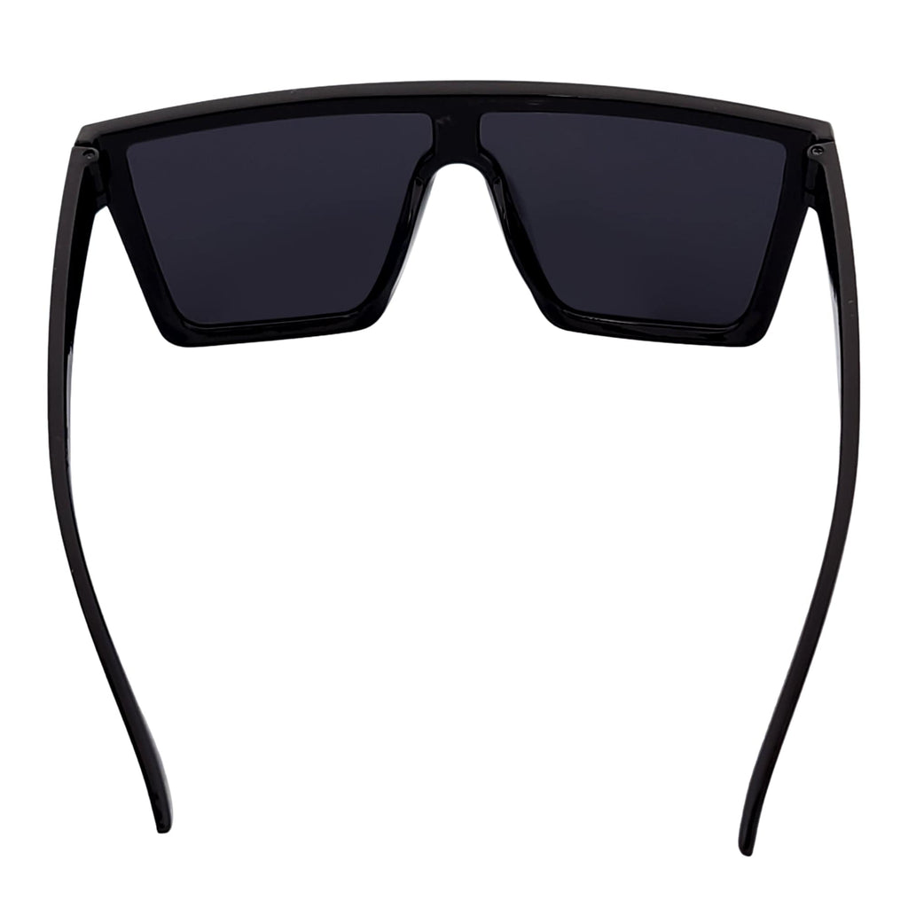 Edge Flat Top Rimless Shield Sunglasses – Black / Silver Mirror