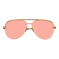Key Oversized Flat Lens Metal Aviator Sunglasses – Gold / Rose Pink Mirror
