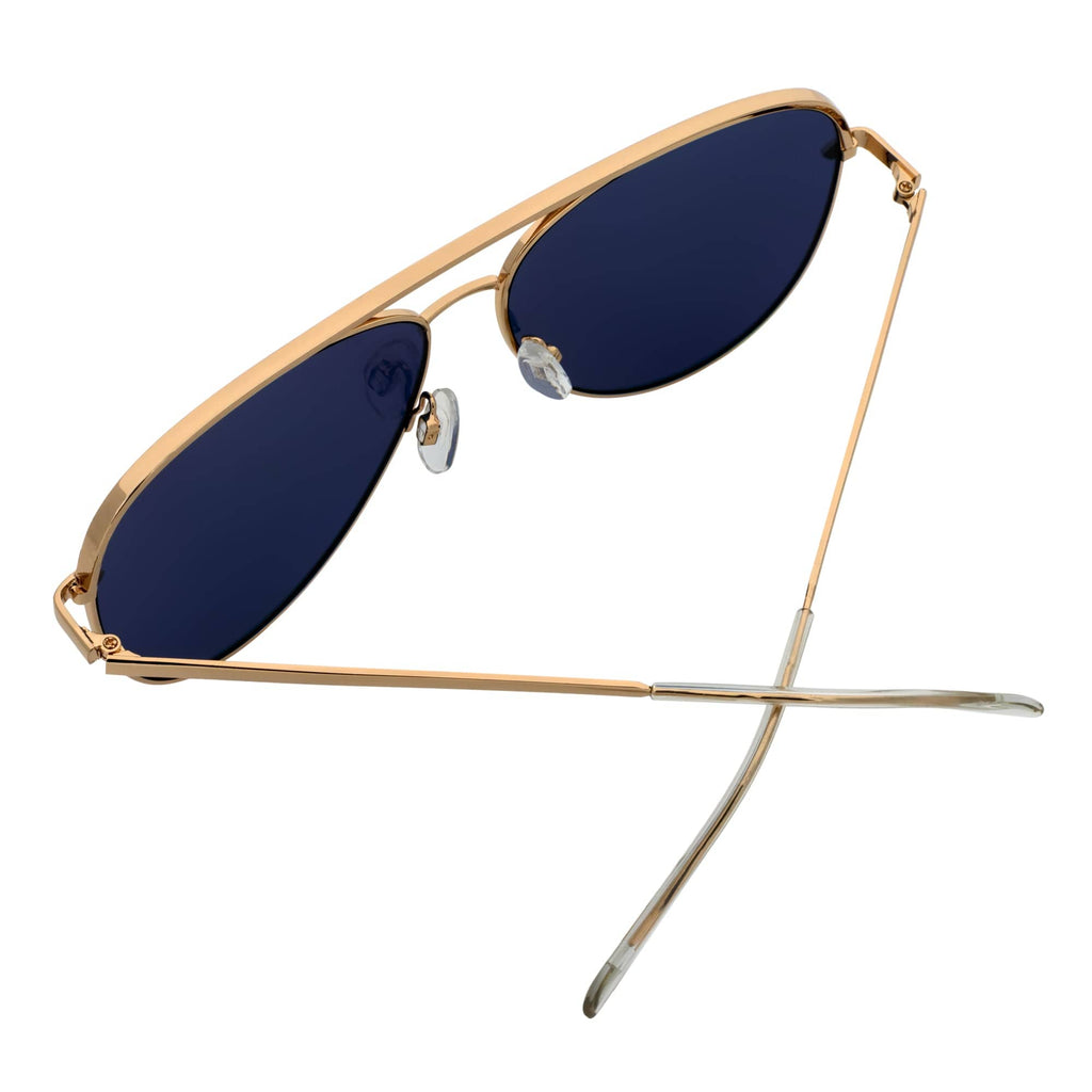 Key Oversized Flat Lens Metal Aviator Sunglasses – Gold / Rose Pink Mirror