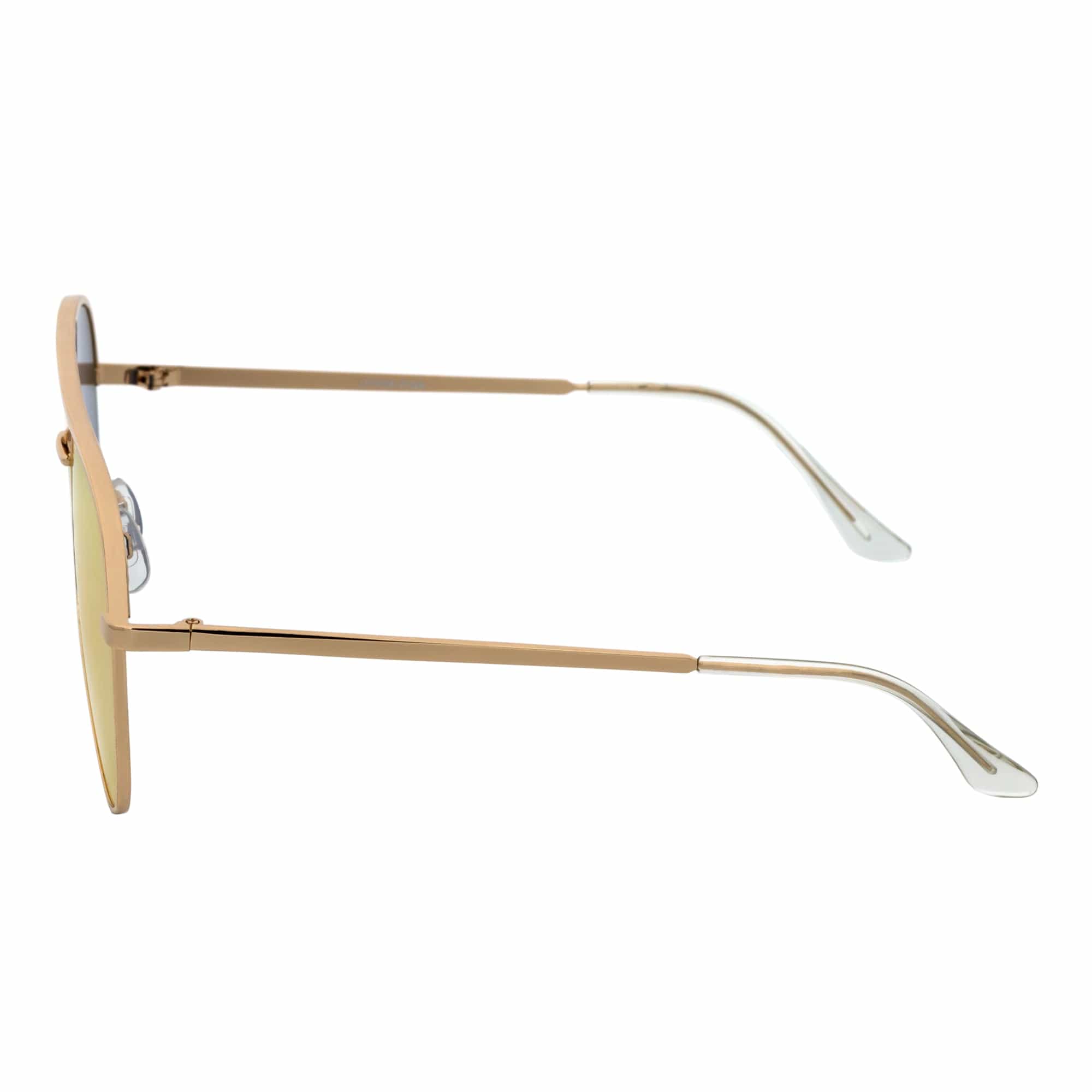 Key Oversized Flat Lens Metal Aviator Sunglasses – Gold / Rose Pink Mirror