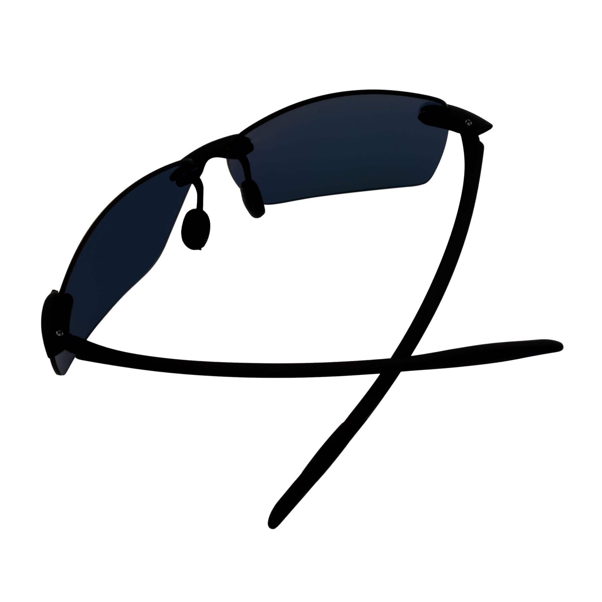 MAUI Rimless Sports Wrap Sunglasses – Black / Blue Mirror