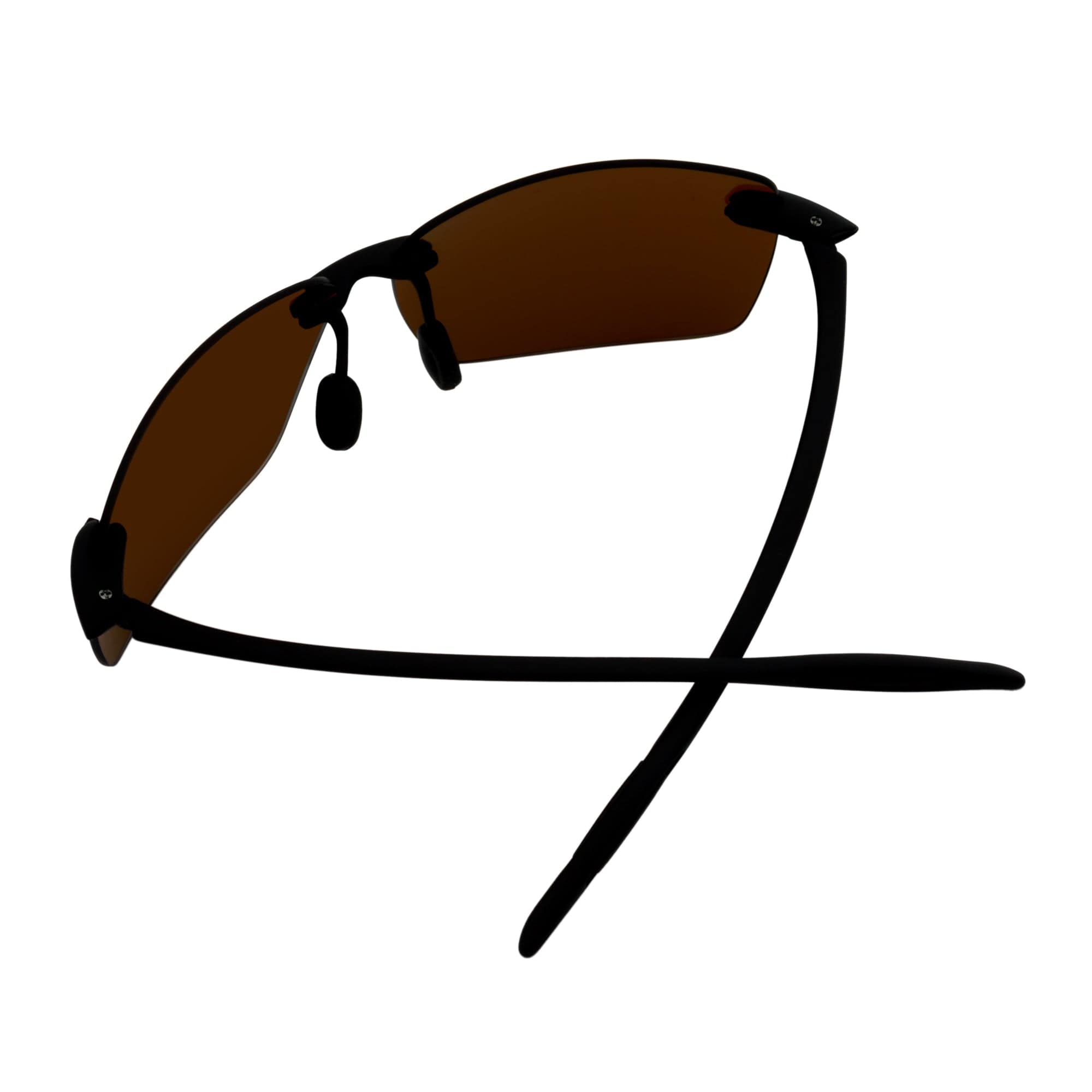 MAUI Rimless Sports Wrap Sunglasses – Black / Brown Polarized