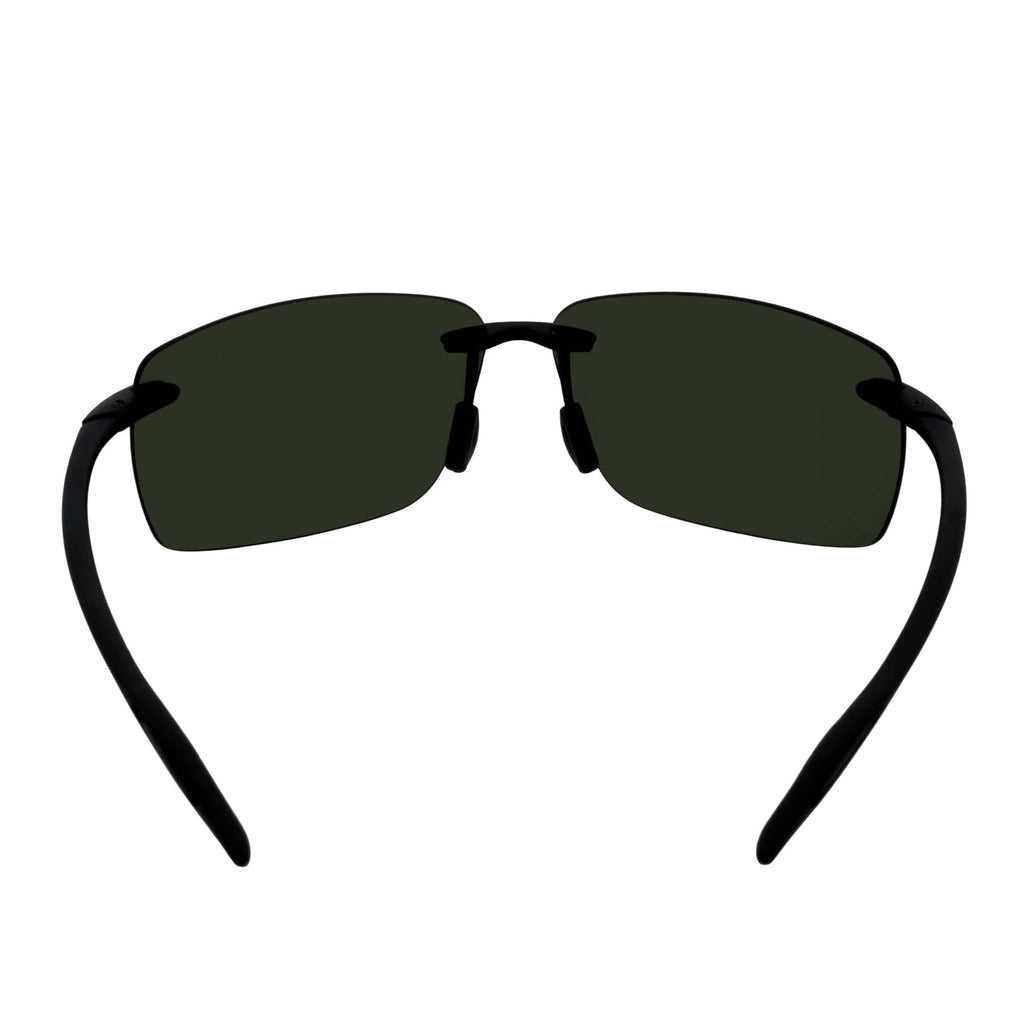 MAUI Rimless Sports Wrap Sunglasses – Black / Green Polarized