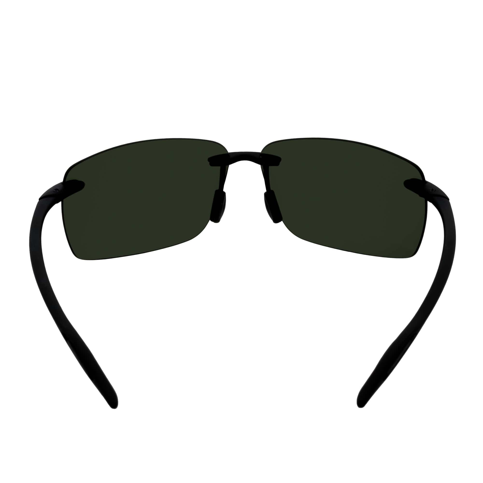 MAUI Rimless Sports Wrap Sunglasses – Black / Green Polarized