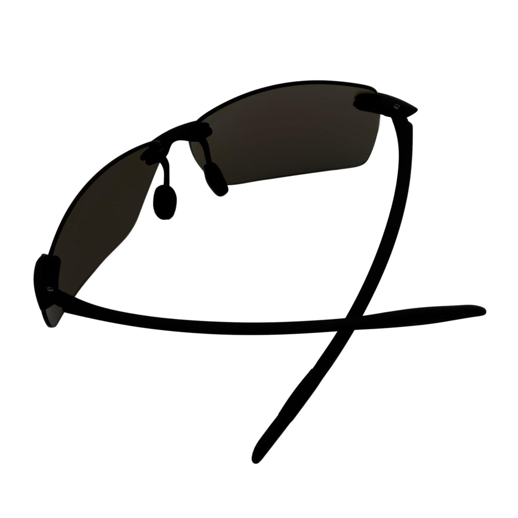 MAUI Rimless Sports Wrap Sunglasses – Black / Orange Mirror