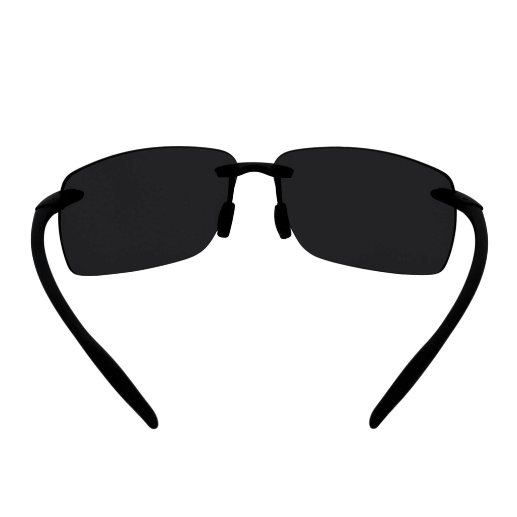 MAUI Rimless Sports Wrap Sunglasses – Black / Silver Mirror