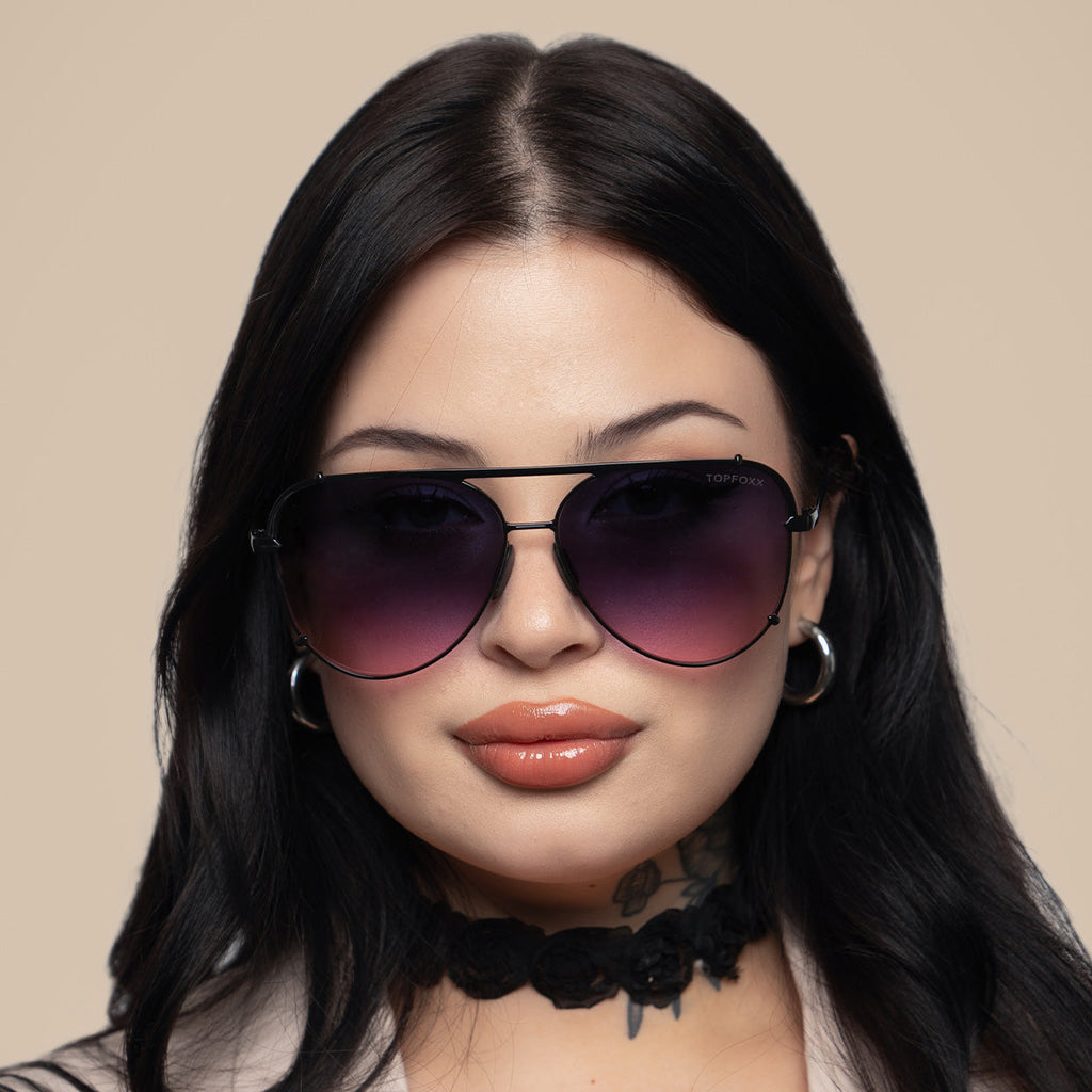 TopFoxx Cristina Faded Purple & Pink Tangle-Free Aviator Sunglasses