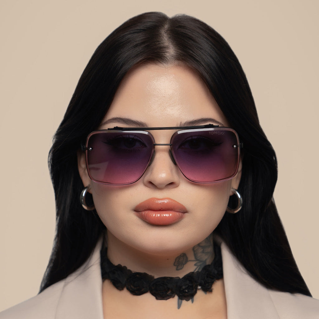 TopFoxx Bella Faded Purple & Pink Tangle-Free Aviator Sunglasses