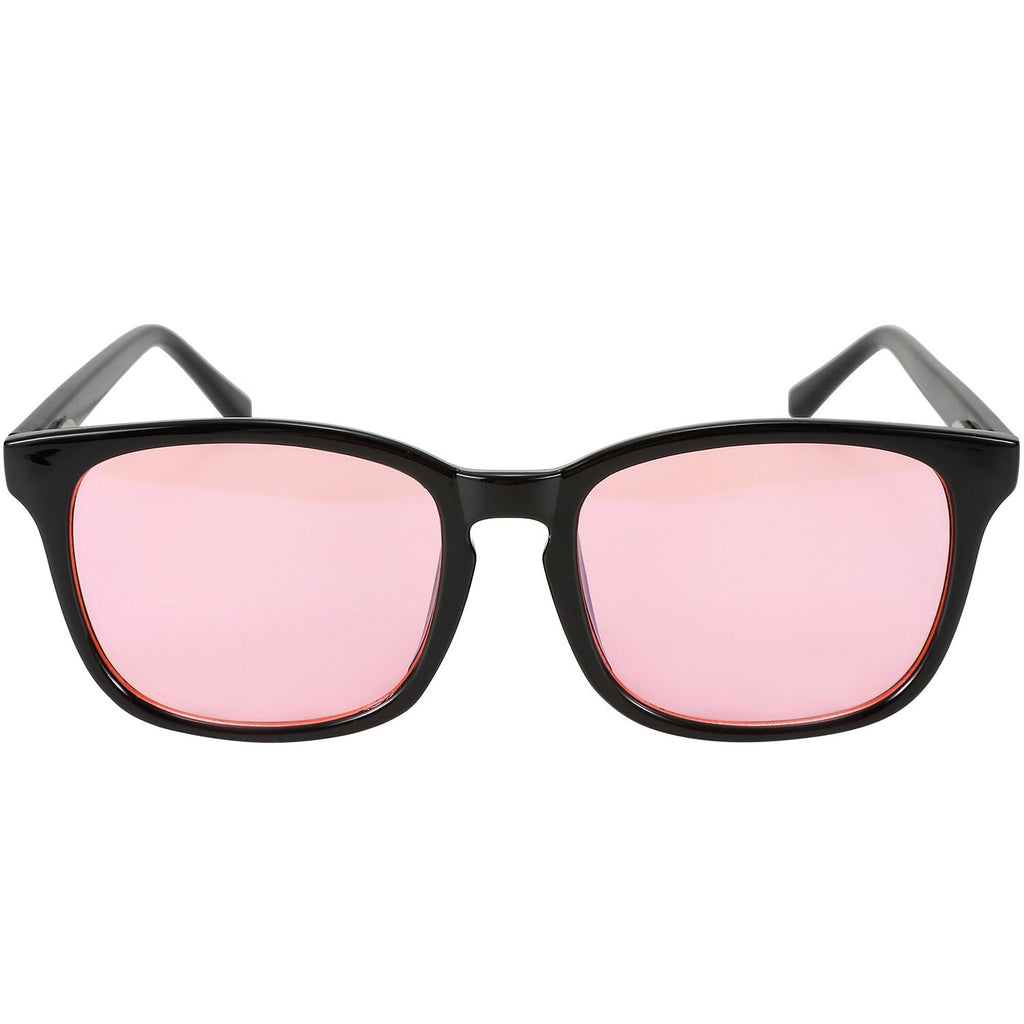 Black FL-41 Rose Blue Light Blocking Glasses by Sleep ZM, Wayfarer style, designed to reduce blue light exposure during night.