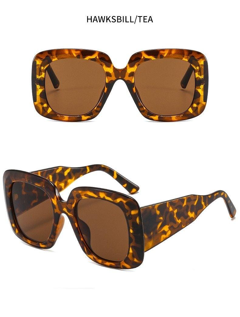 Stevvex Oversized Leopard Print Sunglasses – UV400 TAC