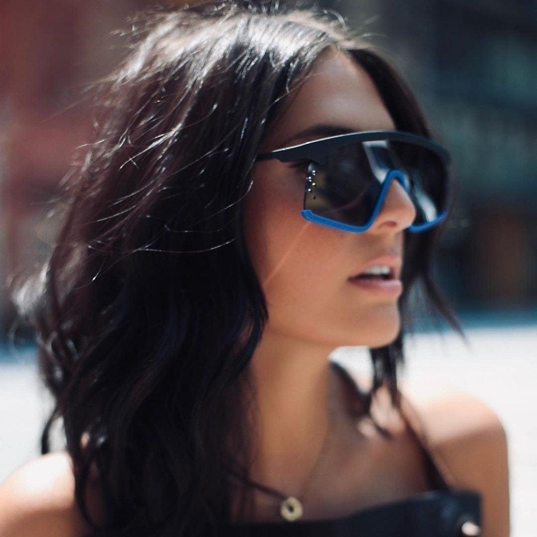 Stevvex Oversized Shield Festival Sunglasses – UV400 Rimless