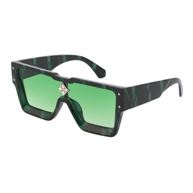 Stevvex Oversized Square Flat Top Sunglasses – UV400 Retro Women