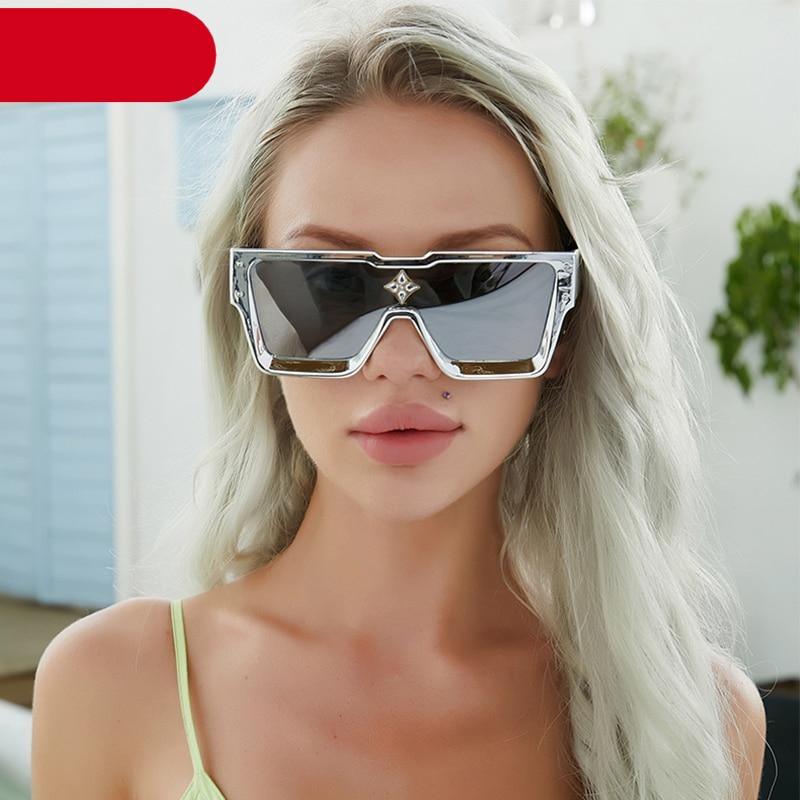 Stevvex Oversized Square Flat Top Sunglasses – UV400 Retro Women