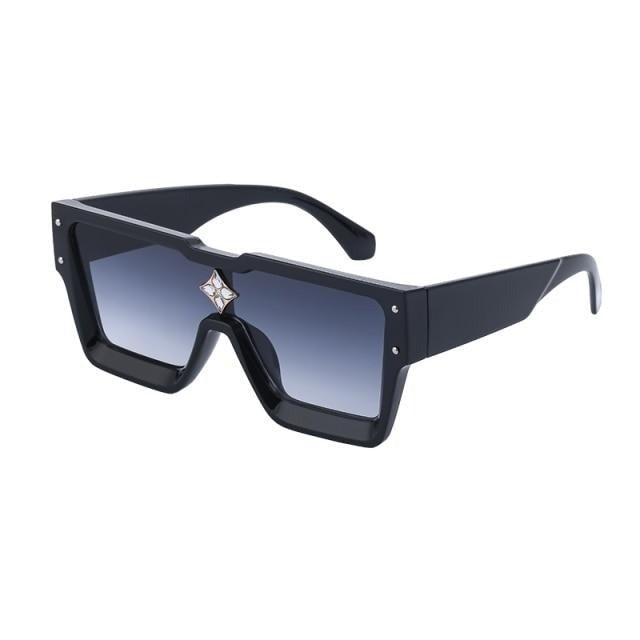 Stevvex Oversized Square Flat Top Sunglasses – UV400 Retro Women