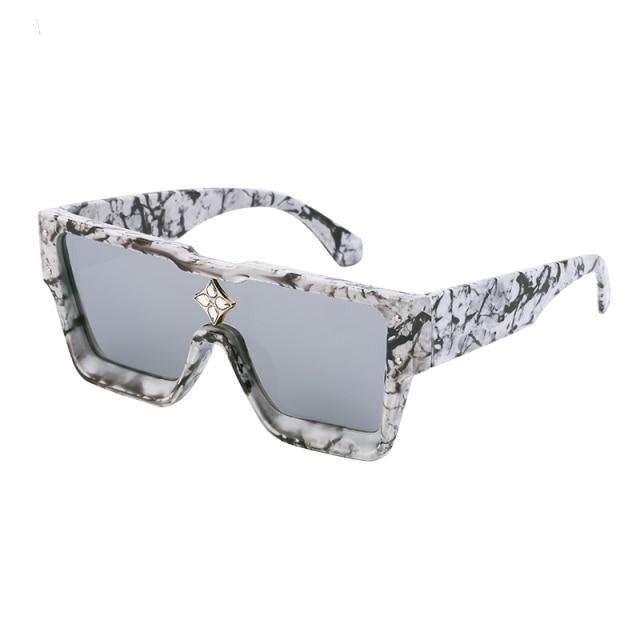 Stevvex Oversized Square Flat Top Sunglasses – UV400 Retro Women