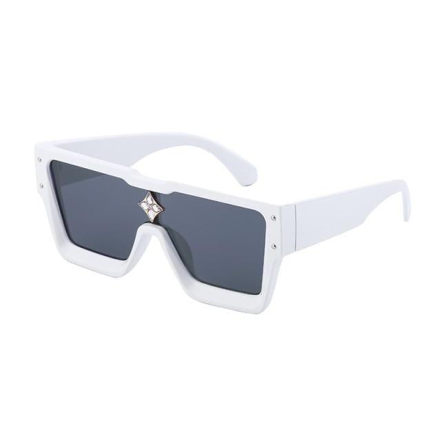 Stevvex Oversized Square Flat Top Sunglasses – UV400 Retro Women