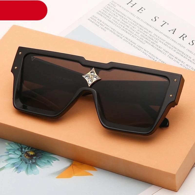 Stevvex Oversized Square Flat Top Sunglasses – UV400 Retro Women