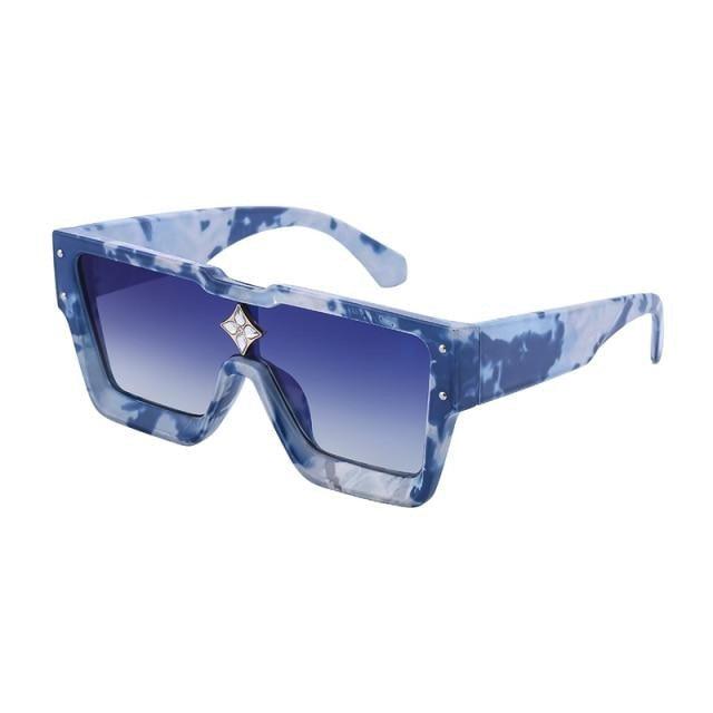 Stevvex Oversized Square Flat Top Sunglasses – UV400 Retro Women
