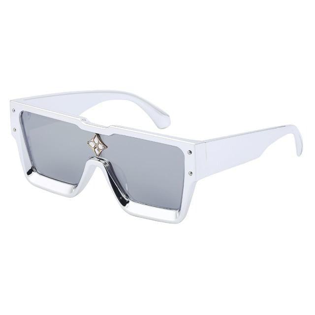 Stevvex Oversized Square Flat Top Sunglasses – UV400 Retro Women
