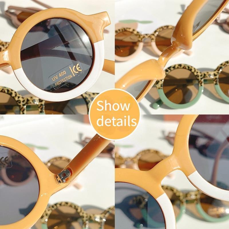 Stevvex children's sunglasses with leopard and bear shapes, round style, suitable for boys, girls, women, and men.