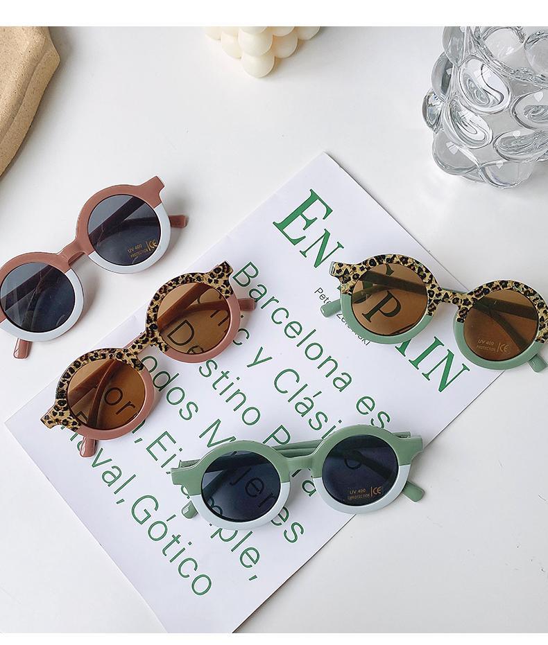 Stevvex children's sunglasses with leopard and bear cartoon shapes in round style, suitable for boys and girls, kids, women, and men.
