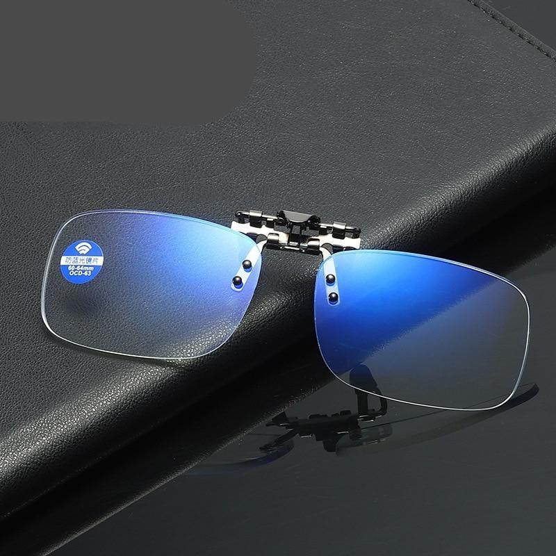 Stevvex clip-on blue light blocking reading glasses with magnifier lenses, lightweight, flexible, for men and women, portable and stylish