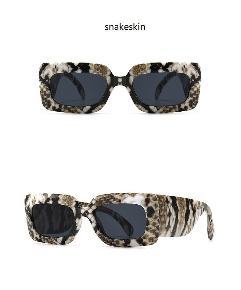 Stevvex Oversized Square Snake Pattern Sunglasses – UV400