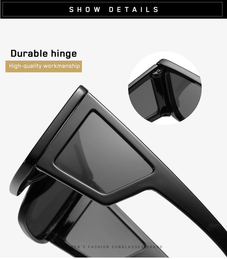 Stevvex Oversized Flat Top Square Sunglasses – Colorful UV400