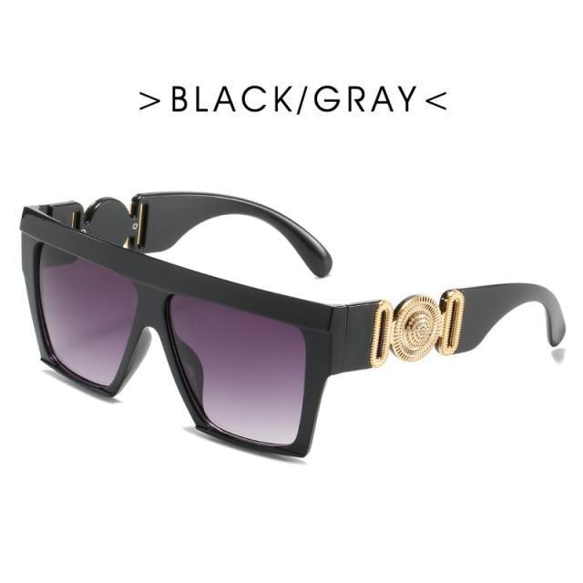 Stevvex oversized square sunglasses with black frames and dark lenses, fashionable eyewear for a bold style statement.