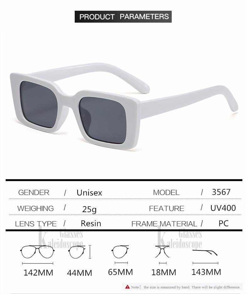 Stevvex Classic Rectangle Thick Frame Sunglasses – UV400 Retro